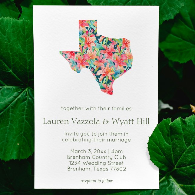Convites Casamento de Florais Tropicais do Estado do Texas  (tropical "texas" state flower wedding invitation simple modern beach tropical invitation bright )