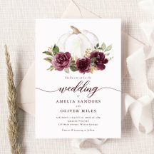 Casamento de Floral Burgundy Pumpkin Queda Greener