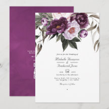 Casamento de Floral de Veludo Profundo com QR Code