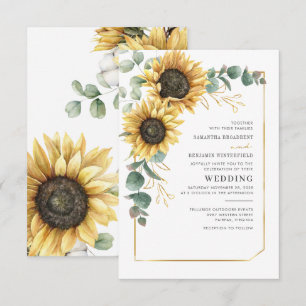 Convites Casamento de Floral Eucalipto Girassol Verdura