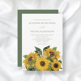 Convites Casamento de Floral Sunflower Elegante