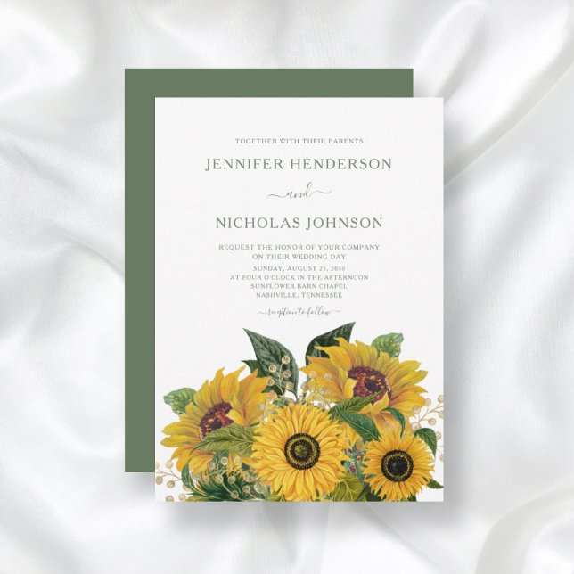 Convites Casamento de Floral Sunflower Elegante (Criador carregado)
