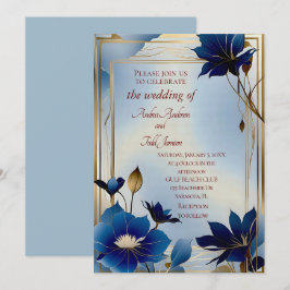 Convites Casamento de flores azuis