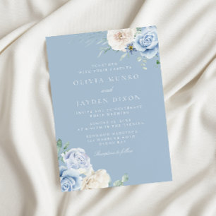 Convites Casamento de Flores Azuis Azuis Céu Azul