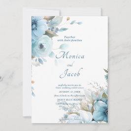 Convites Casamento de Flores Azuis Claro