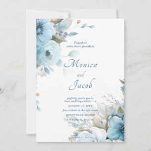 Convites Casamento de Flores Azuis Claro
