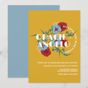 Convites Casamento de Flores Azuis de Mostarda Mexicana