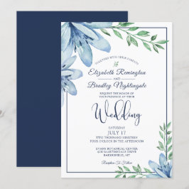 Convites Casamento de Flores Azuis e Greenerescente