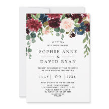 Casamento de Flores Azuis Elegante Burgundy