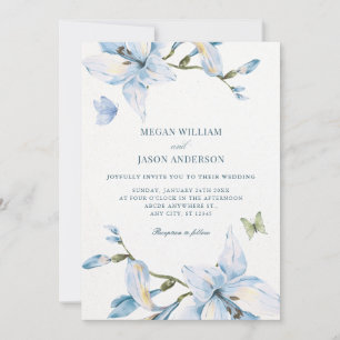 Convites Casamento de flores azuis estéticas em flor
