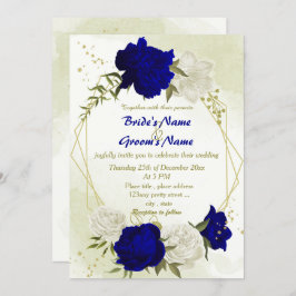 Convites casamento de flores brancas azuis reais