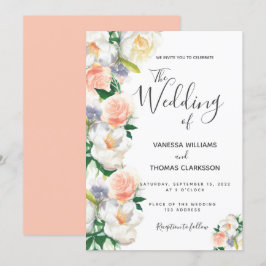 Convites Casamento de flores brancas de cor aquática