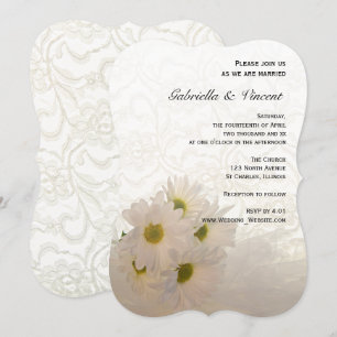 Convites Casamento de Flores Brancas e Daisy