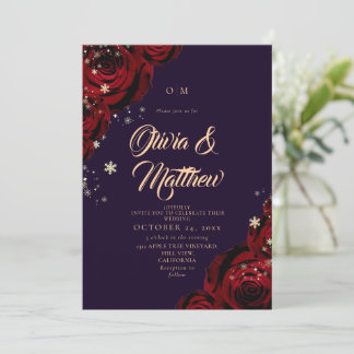 Convites Casamento de Flores Cobertas de Neve Desenhadas à 