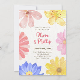 Convites Casamento de flores coloridas em água