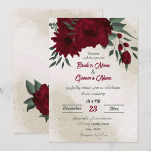 Convites Casamento de flores da Borgonha