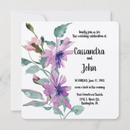 Convites Casamento de Flores de Água Púrpura