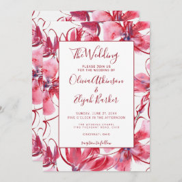 Convites Casamento de Flores de Água Vermelha