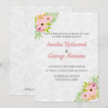 Casamento de Flores de Aguarela e Renda