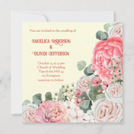 Convites Casamento de Flores de Aquarela Elegante