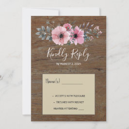 Convites Casamento de flores de aquarela russa com madeira 