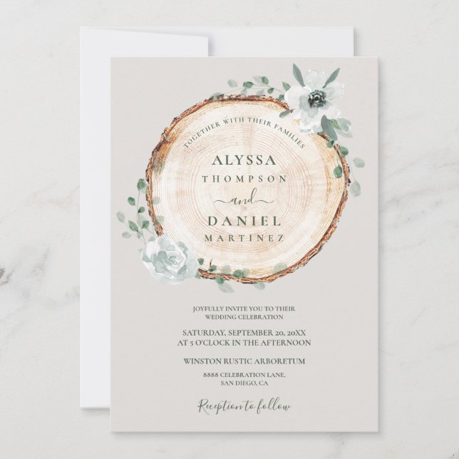 Convites Casamento de Flores de Aquarela Rustic Woodland (Frente)