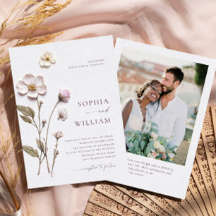 Convites Casamento de Flores de Arte Pastel Boho
