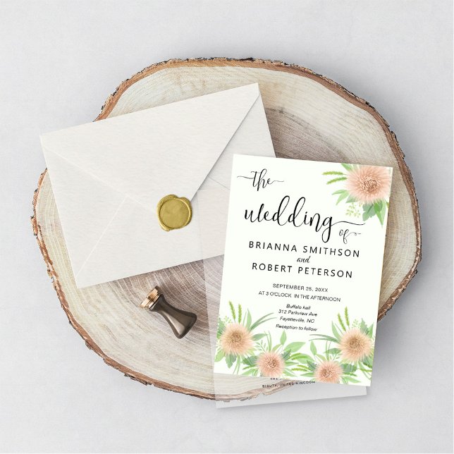 Convites Casamento de Flores de Aster Floral bonito (Criador carregado)