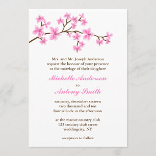 Convites Casamento de flores de cerejeira rosa