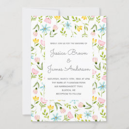 Convites Casamento de Flores de Cola de Primavera de Aquare