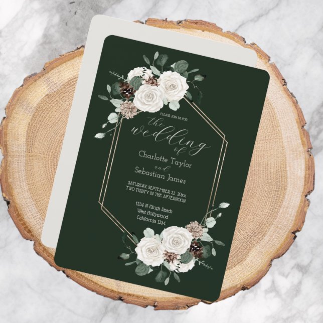 Convites Casamento De Flores De Emerald Green E Creme (Emerald Green And Cream Flowers Wedding Invitations from Ricaso. A traditional style elegant wedding)