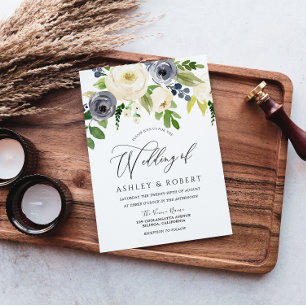 Convites Casamento de Flores de Flor de Marinho Blush