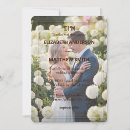 Convites Casamento de flores de fotos Douradas e brancas da