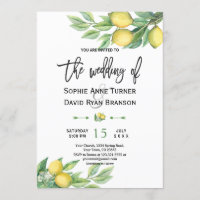 Casamento de Flores de Frutas de Limão com Aquarel