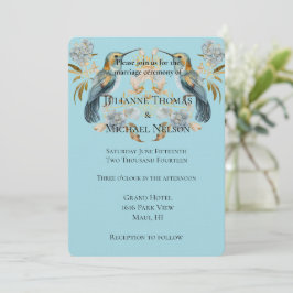 Convites Casamento de Flores de Hydrangea Blue Hummingbird