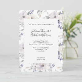 Convites Casamento de Flores de Lavanda de Marfim Roxo boni