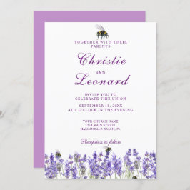 Convites Casamento de Flores de Lavander Roxo Elegante