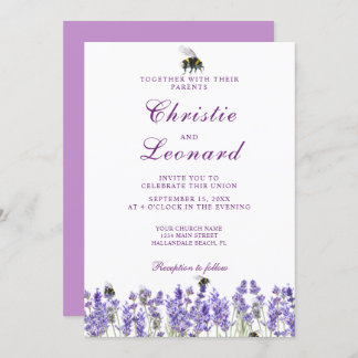 Convites Casamento de Flores de Lavander Roxo Elegante