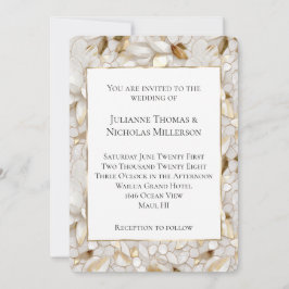 Convites Casamento de Flores de Lotus Brancos de Glam Doura