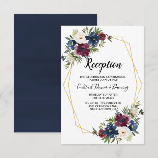 Convites Casamento de Flores de Marinho de Frame Geométrico
