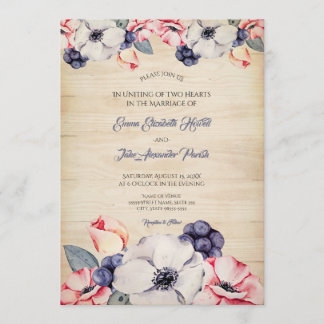 Convites Casamento de flores de mirtilo de mirtilo de Madei