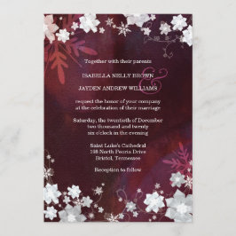 Convites Casamento de Flores de Neve da Elegância de invern
