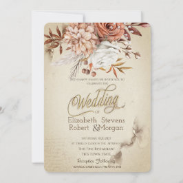 Convites Casamento de Flores de Outono Chic Watercolor