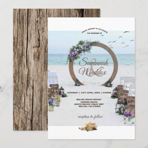 Convites Casamento de Flores de Praia de Wooden Arbor