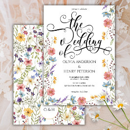 Convites Casamento de Flores de primavera com Script de Cal
