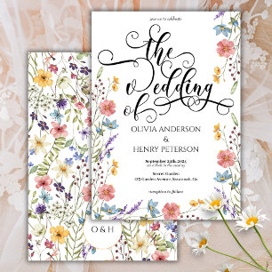 Convites Casamento de Flores de primavera com Script de Cal