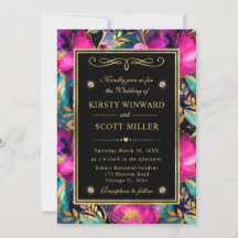 Casamento de Flores de Púrpura e Teal com Aquarela