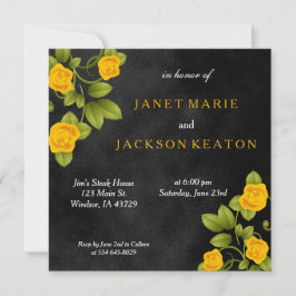 Convites Casamento de Flores de Rosa Amarelo e Negro