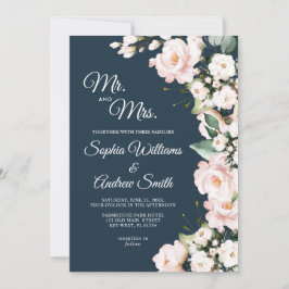 Convites Casamento de Flores de Rosa Azul e Escamudo Elegan