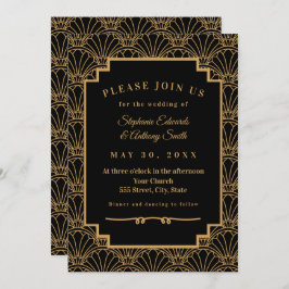 Convites Casamento de Flores de Ventiladores de Arte Negra 